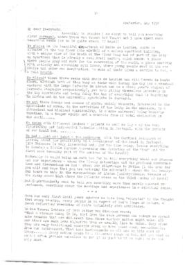 Carta Rachel Donders sobre a implementação do movimento Graal em Portugal