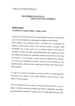 Mulheres e politica: para uma nova Europa
