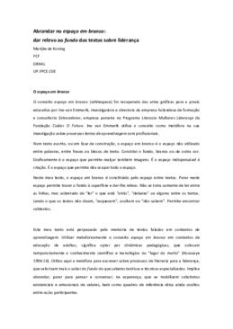Abrandar no espaço em branco: dar relevo ao fundo dos textos sobre liderança