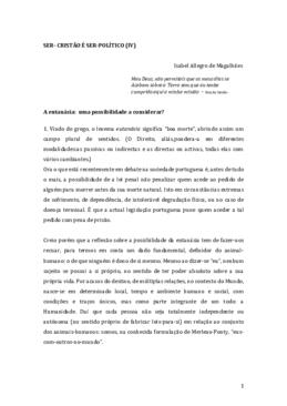 A eutanásia: uma possibilidade a considerar?