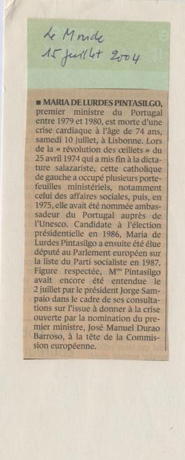 Le Monde (recorte de jornal).