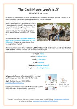 The Grail Meets Laudato Si: 2018 Seminar Series 1