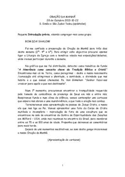 ORAÇÃO DA MANHÃ  28 de Outubro 2013-10-22  S. Simão e São Judas Tadeu (apóstolos) 1
