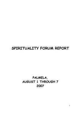 Spirituality Forum Report