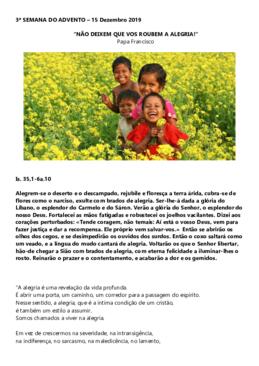 Não deixem que vos roubem a alegria