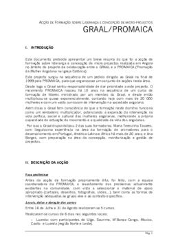 Relatório Graal/Promaica: acção de formação sobre liderança e concepção de micro-projetos