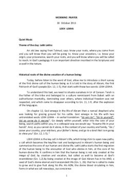 MORNING PRAYER  30 October 2013  LEKH LEKHA  1
