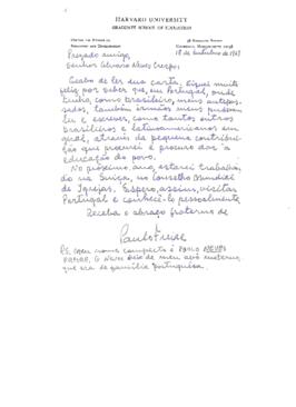 Carta de Paulo Freire a Álvaro Neves