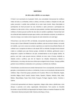 Preparação do Relatório do Diagnóstico Institucional e Plano Capacitação do Graal.